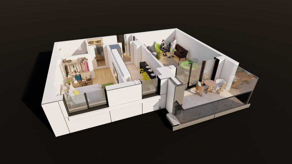 Plan apartament E3-B1-ET1-AP1, 2 camere
