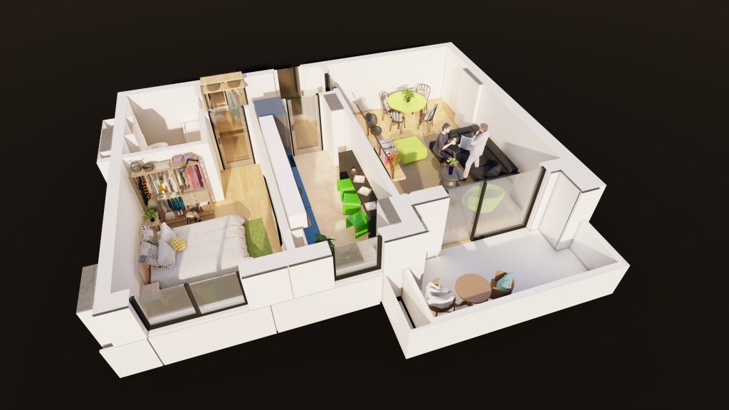 Plan apartament E3-B1-ET1-AP9, 2 camere
