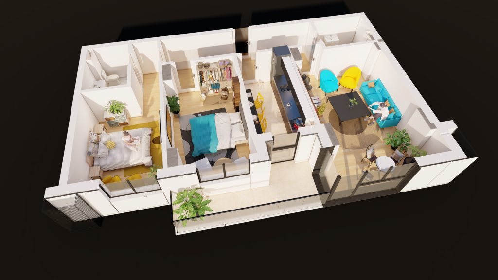 Plan apartament E3-B2-ET2-AP1, 3 camere