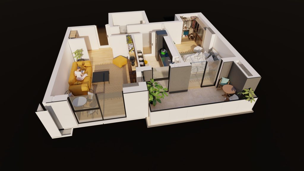 Plan apartament E3-B2-ET2-AP3, 2 camere