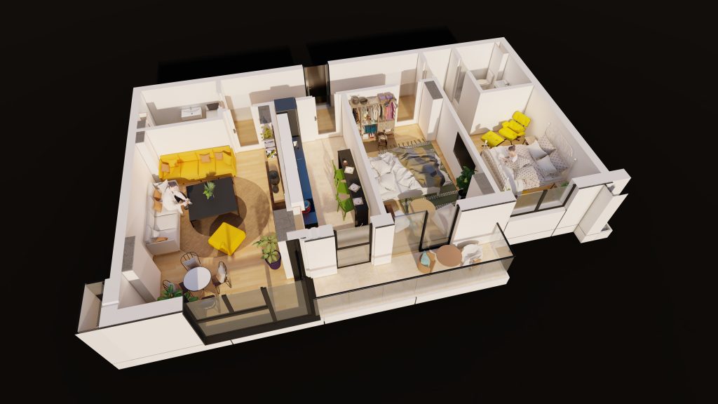 Plan apartament E3-B2-ET2-AP4, 3 camere