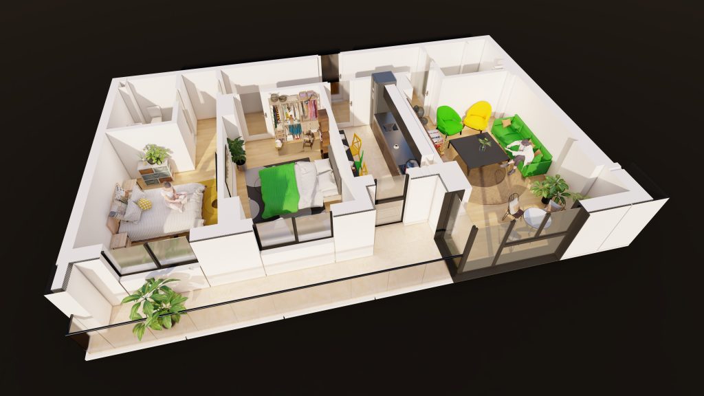 Plan apartament E3-B4-ET2-AP1, 3 camere