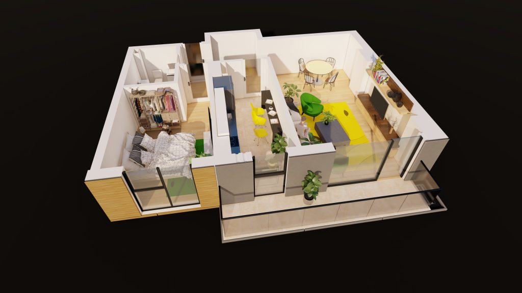 Plan apartament E3-B4-ET10-AP3, 2 camere