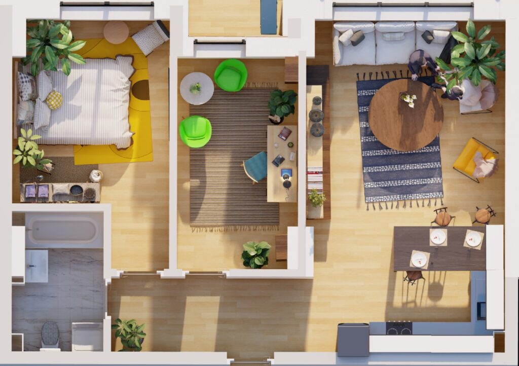 Plan apartament E3-B4-ETP-AP1, 2 camere