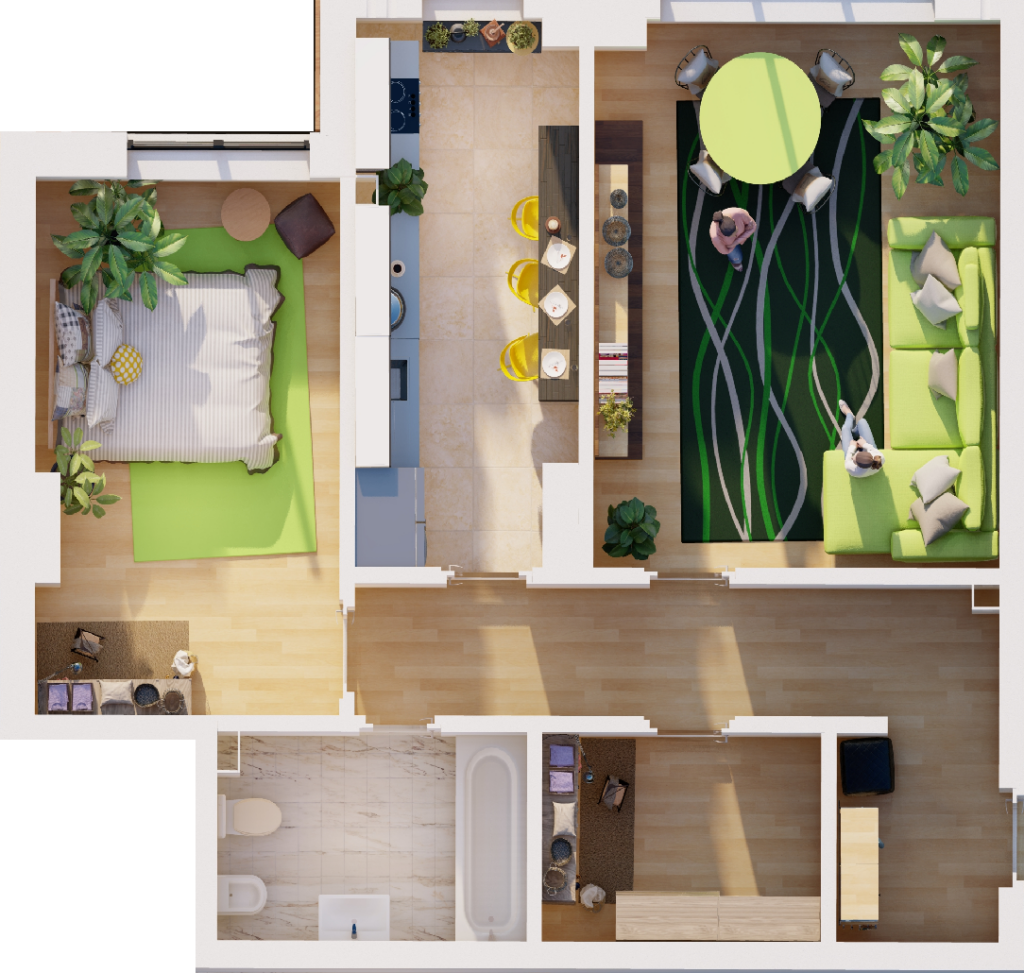 Plan apartament E3-B4-ETP-AP3, 2 camere