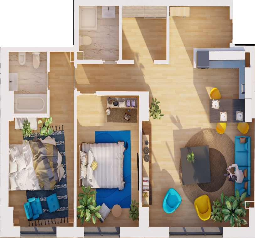 Plan apartament E3-B4-ETP-AP4, 3 camere