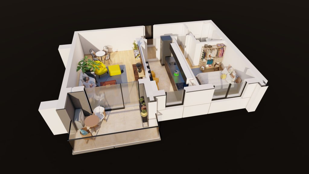 Plan apartament E3-B5-ET1-AP1, 2 camere