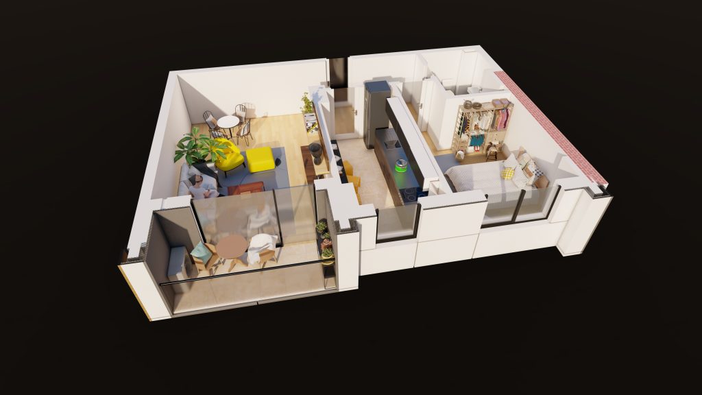 Plan apartament E3-B5-ET10-AP1, 2 camere