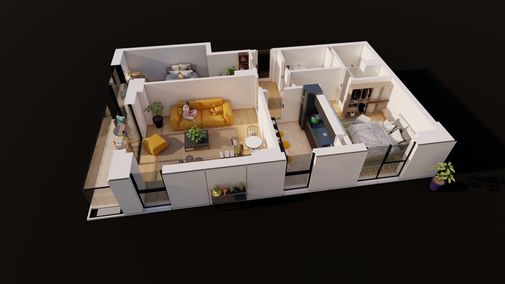 Plan apartament E3-B5-ET2-AP2, 3 camere