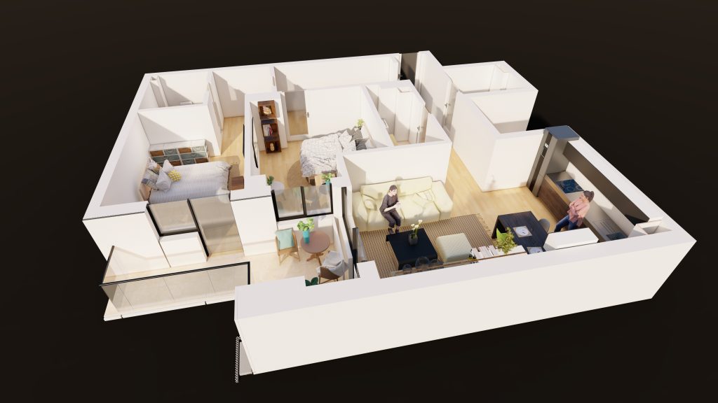 Plan apartament E3-B5-ET2-AP4, 3 camere