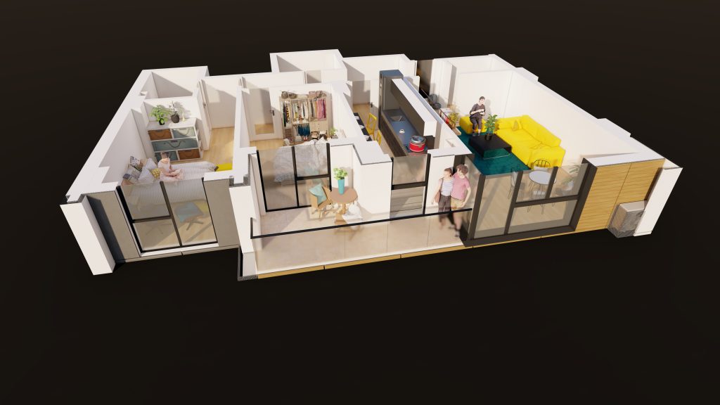 Plan apartament E3-B5-ET2-AP7, 3 camere