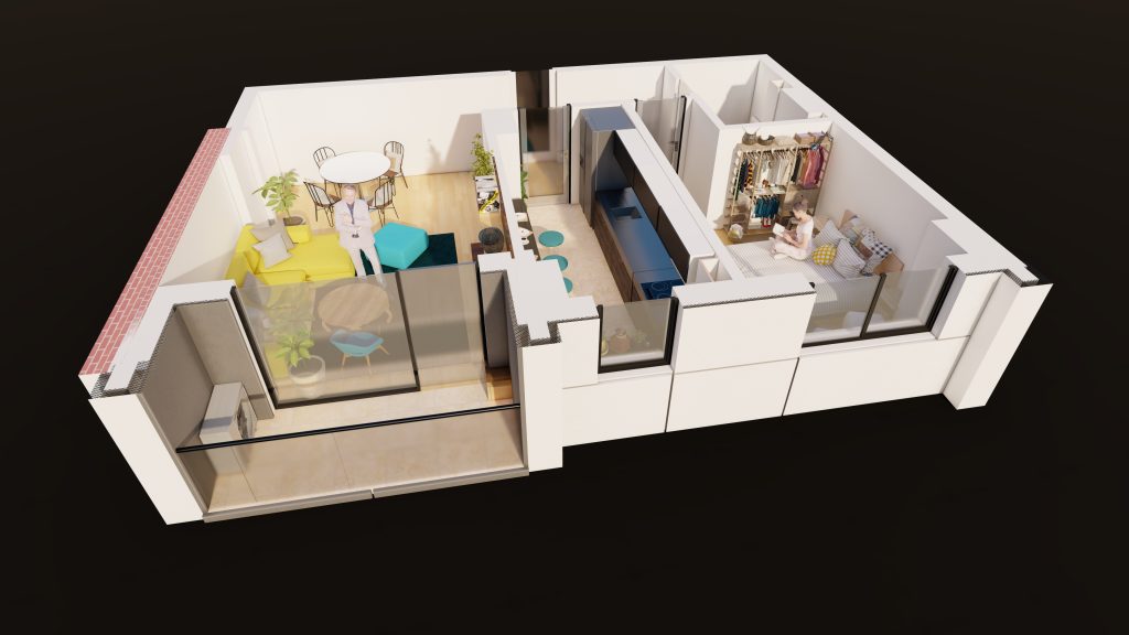 Plan apartament E3-B5-ET10-AP9, 2 camere