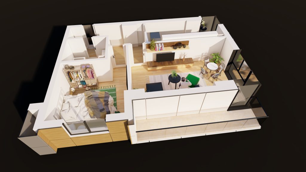 Plan apartament E3-B6-ET2-AP1, 2 camere