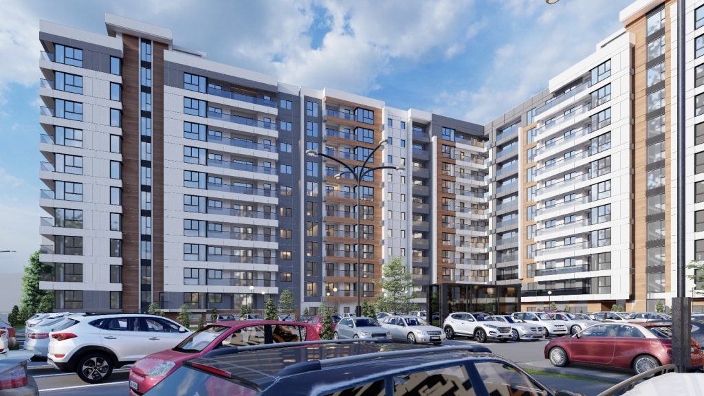 Randare 3D a fațadelor blocurilor din complexul Energia 3